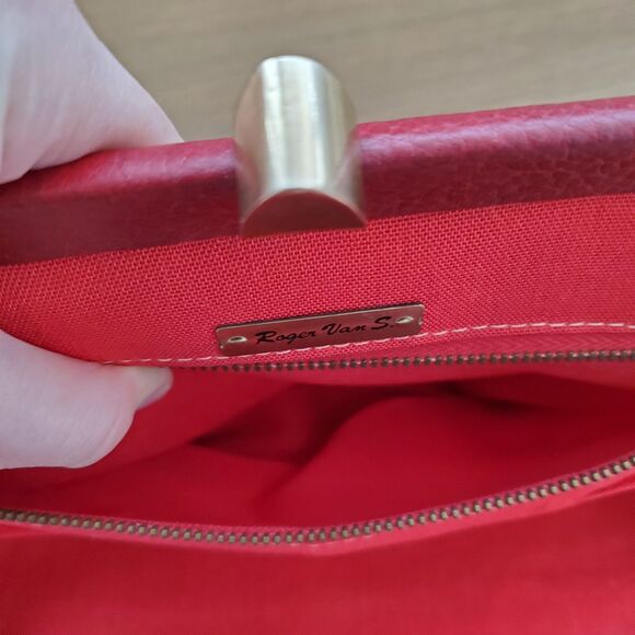 Vintage 50's Roger Van S Red Leather Clutch - Picture 4 of 9